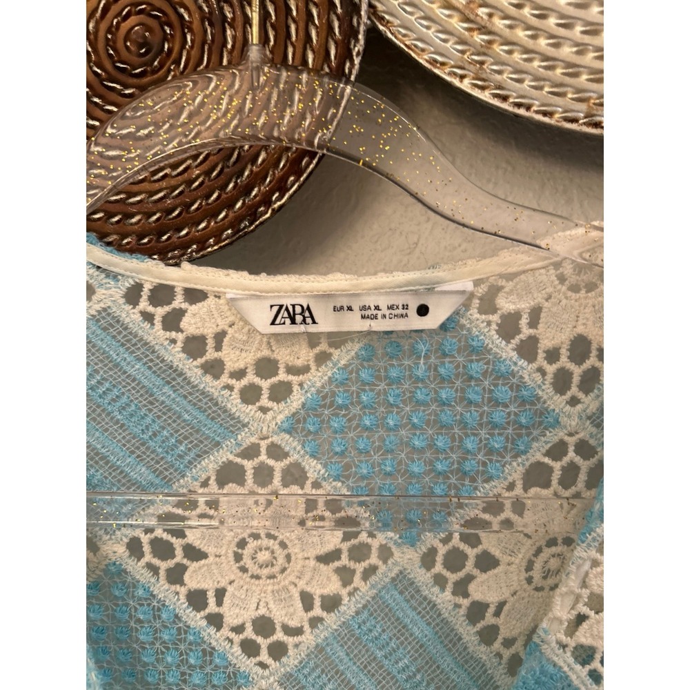 Zara blue and white crochet midi dress XL - Picture 3 of 4